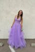 Luxury Lavender Purple Lace Deep V-Neck A-Line Prom Dress SH254