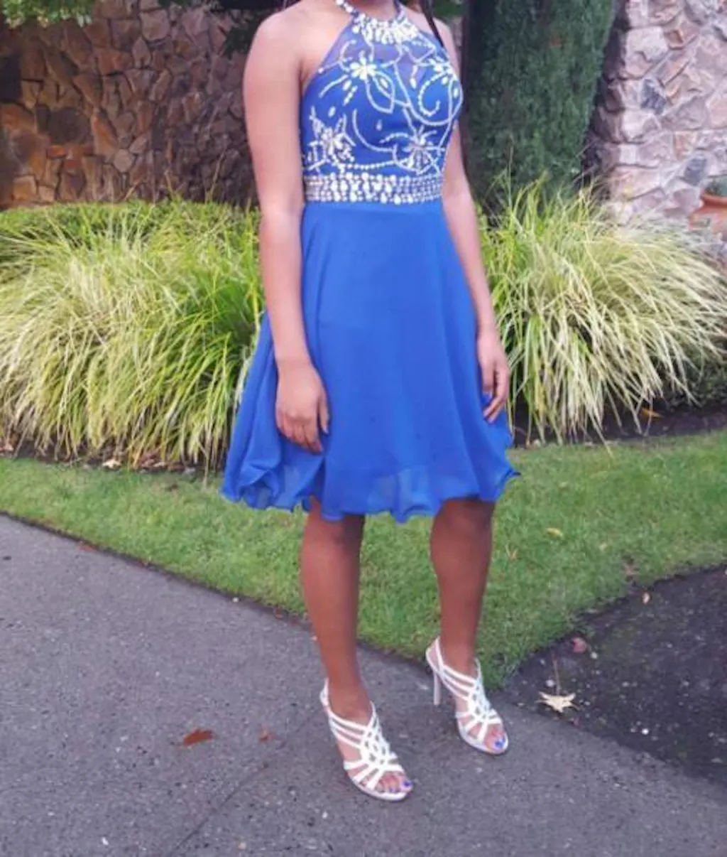 Gorgeous Black Chiffon Satin Beaded A Line Short Birthday Outfits Graduation Homecoming Dress