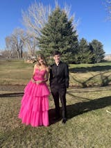 Corset Bodice Ball Gown Tiered Tulle Long Prom Dress in Floor