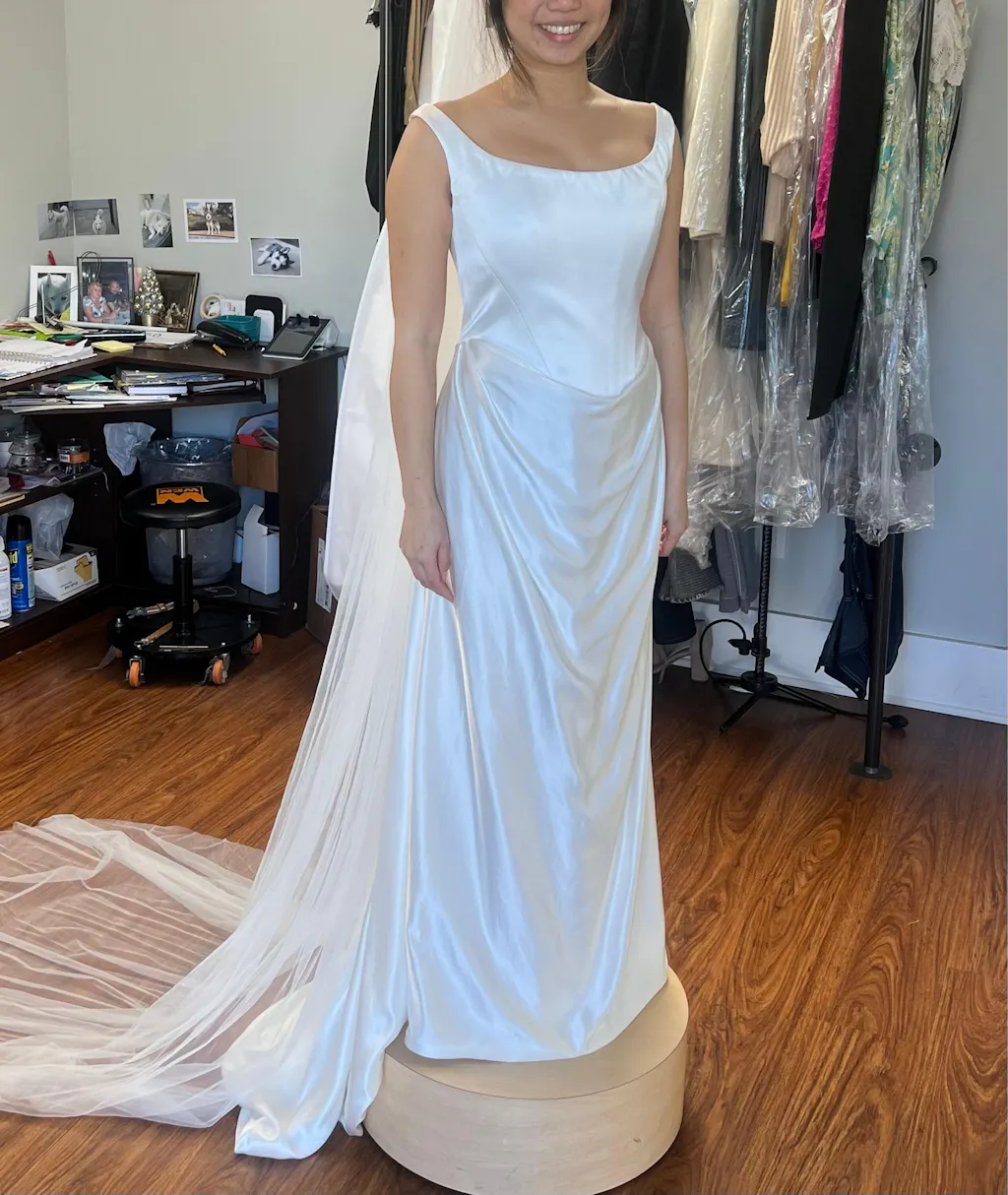Barbara | Minimalist Square Neck Satin Corset Wedding Bridal Dress, Cu ...