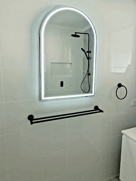 Camilla Black Oak LED Frontlit Mirrored Bathroom Shaving Cabinet