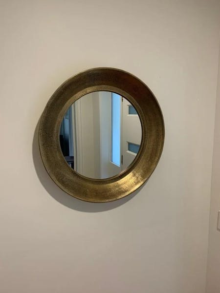 Xandra Round Antique Brass Wall Mirror