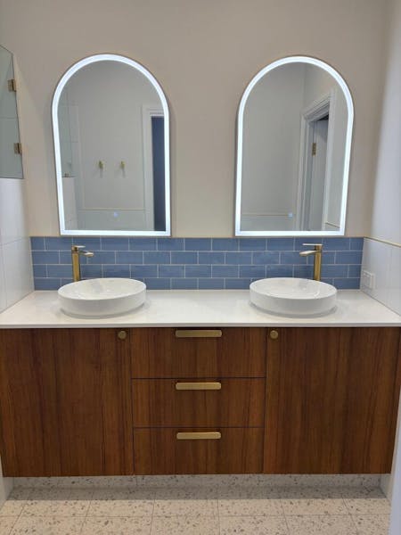 Amalia Brushed Gold Arched LED Frontlit Wall Mirror