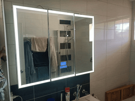 Jalen White 3 Door LED Bluetooth Bathroom Wall Cabinet Mirror