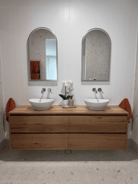 Kayden Brushed Nickel Arched Frontlit LED Bathroom Mirror