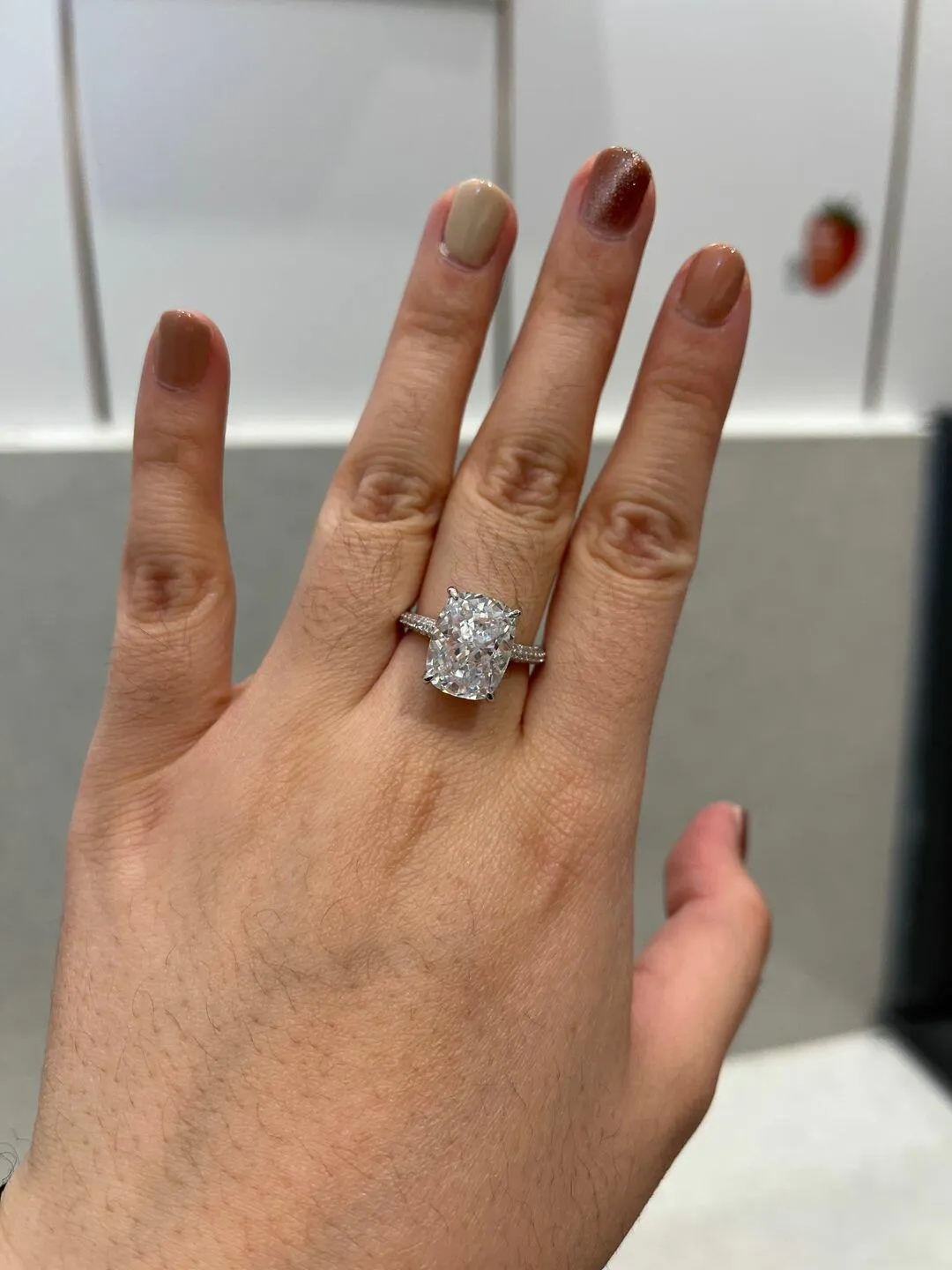 Classic Cushion Cut Sterling Silver Engagement Ring In Golden Tone main image 0