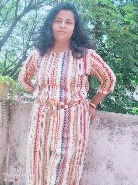 Cream Striped Rayon Jumpsuit