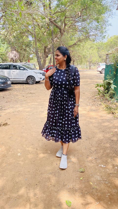 Black Heart Printed Georgette Western Dress