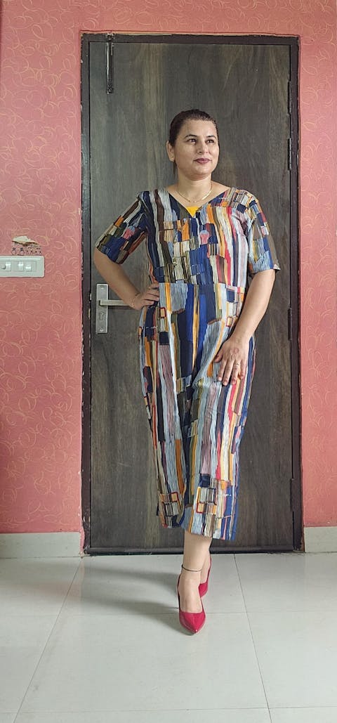 Multi Color Striped Printed Rayon Jumpsuit