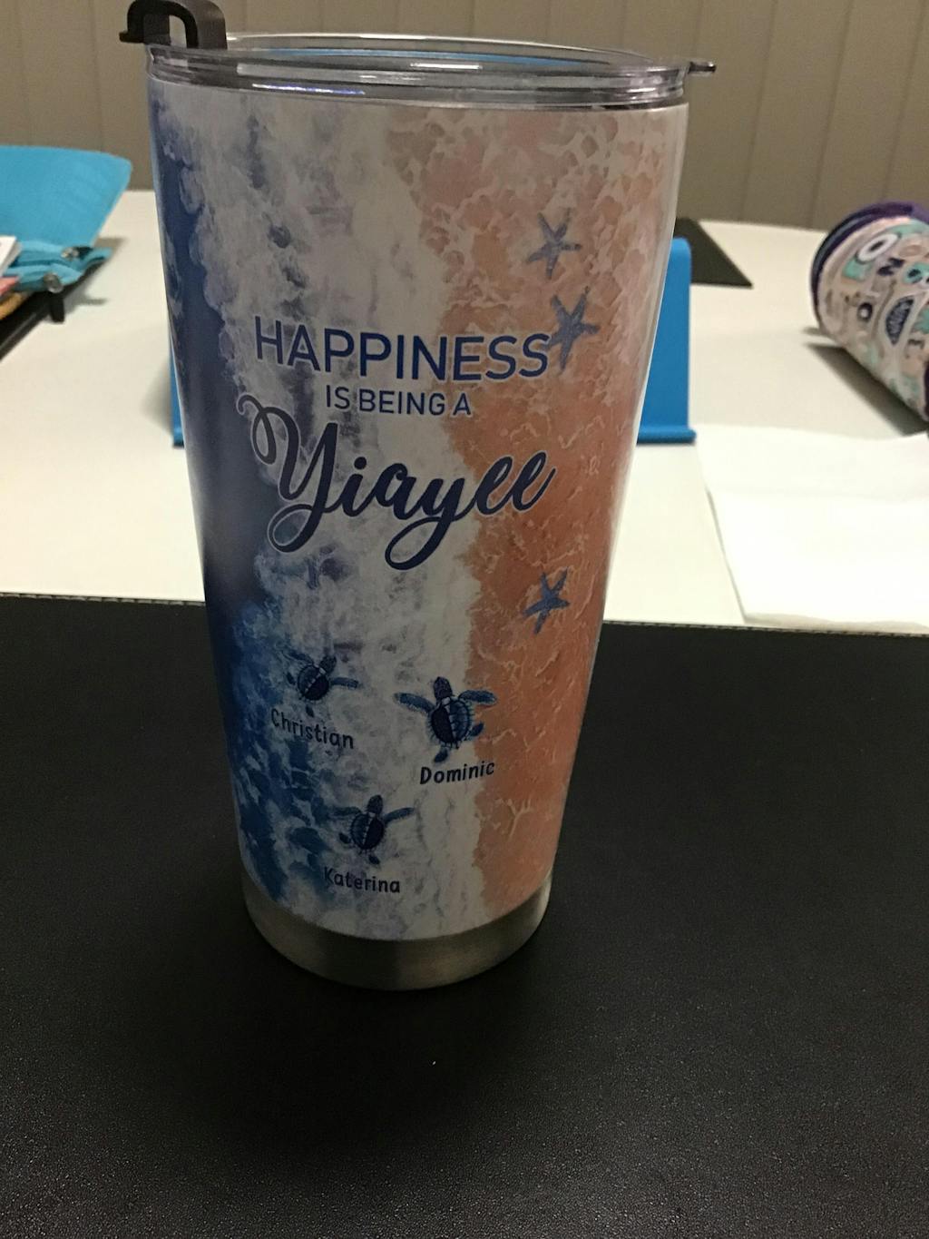 Turtle Happiness is Being Grandma Mommy Aunite Personalized Tumbler SC