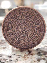 Aztec Sun Stone Calendar - Copper Worry Coin