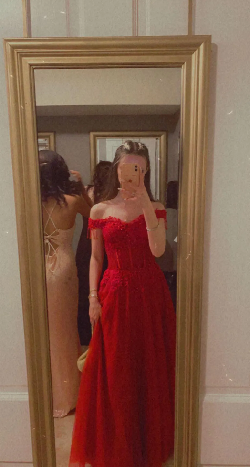 A Line Burgundy Off the Shoulder Lace up Tulle Sweetheart Floor-Length Prom Dresses main image 1