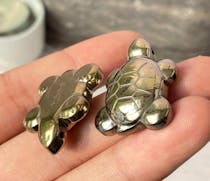 Raw Pyrite Turtle With FREE Selenite Plate
