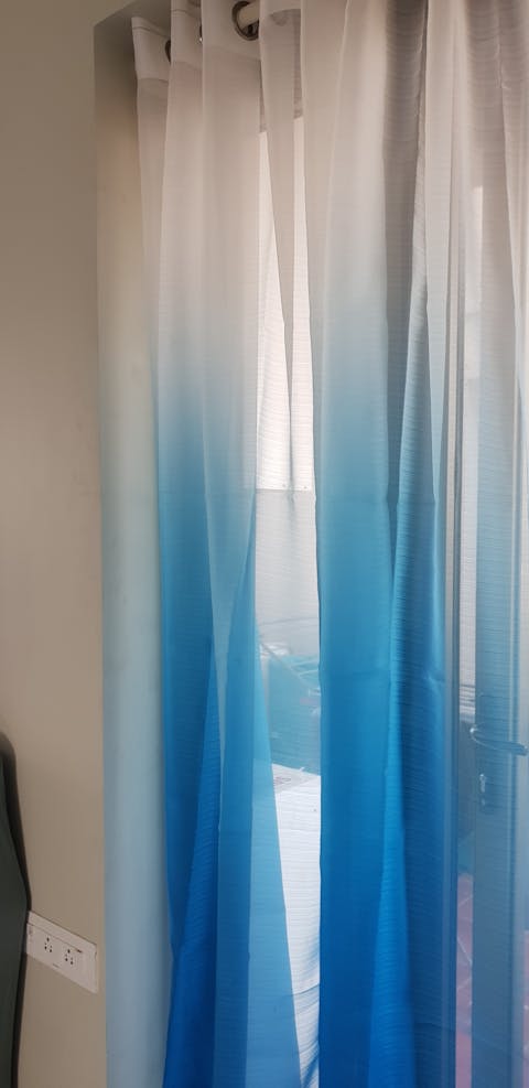 Royal Shading Effect Sheer Curtains - Blue
