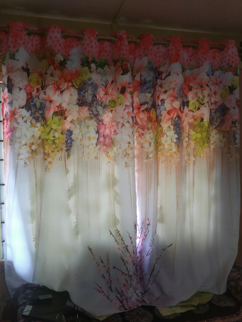 Premium Blackout Digital Curtains Enchanted World of Roses(Set of 2