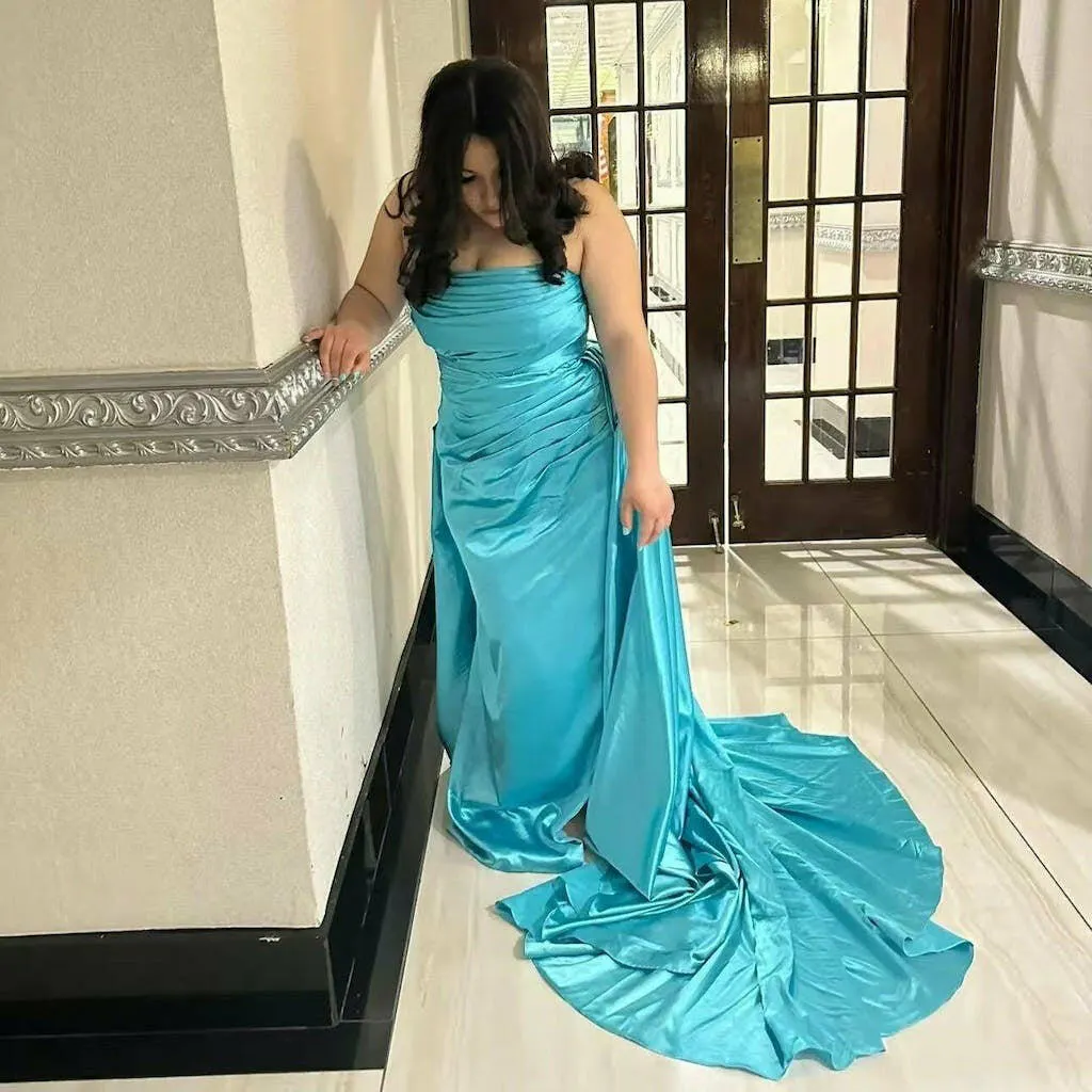 Trendy Dusty Pink Strapless Slit Mermaid Prom Dress JTE649