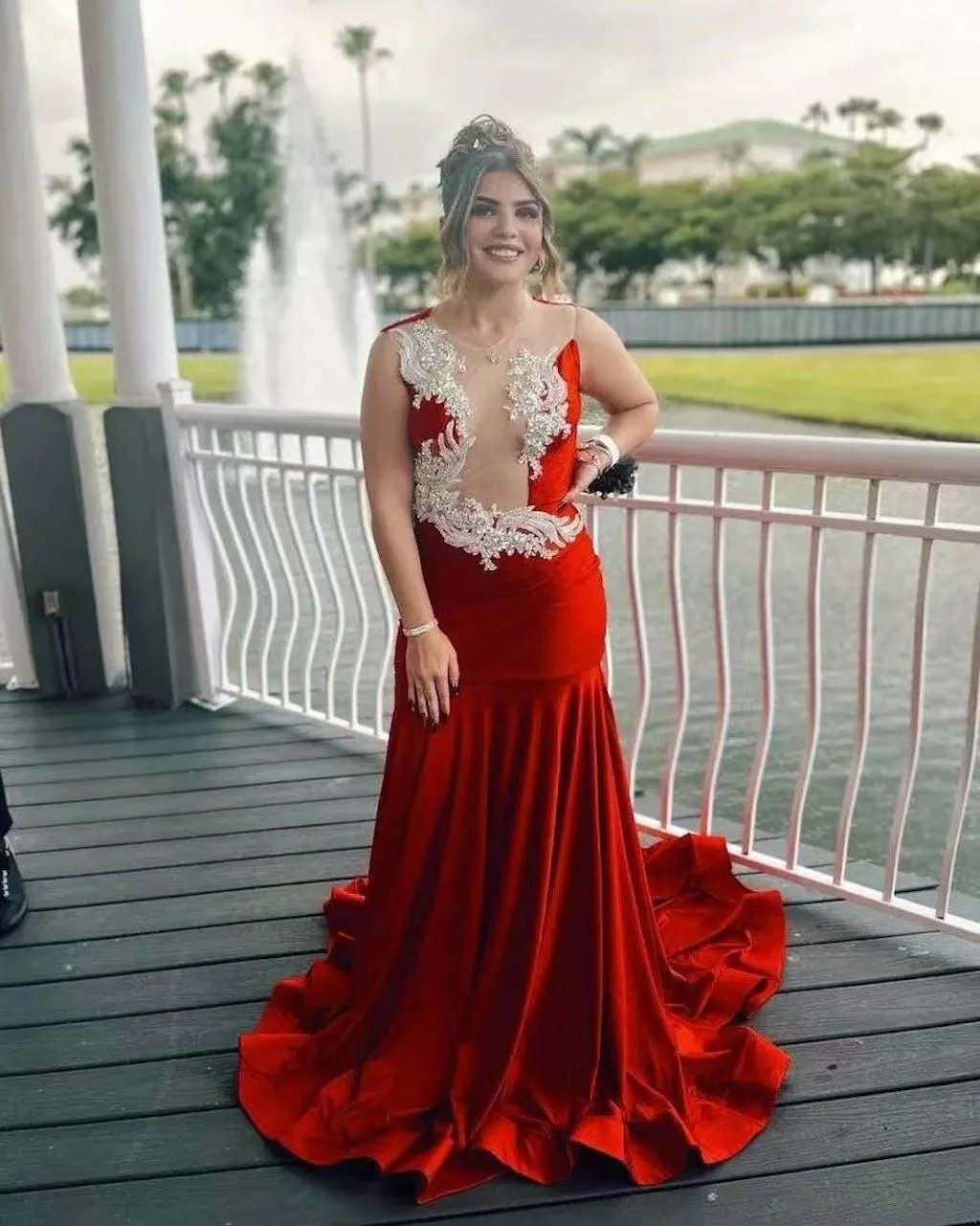 Mermaid Round Neck Sleeveless Open Back Black Long Prom Dresses With Beadings LBQ1561 main image 1