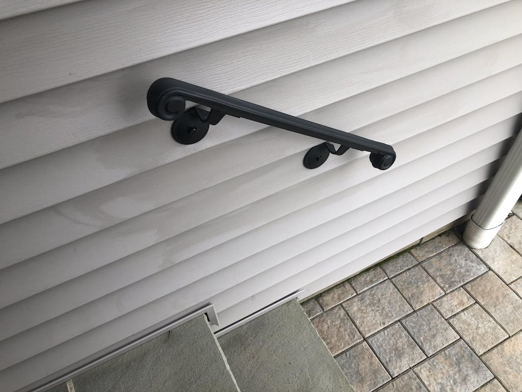 Hand-Forged Modern Handrail - 1 3/4'' Wrought Iron Handrail with Molding Cap, Volute Fist and Flat Black Finish