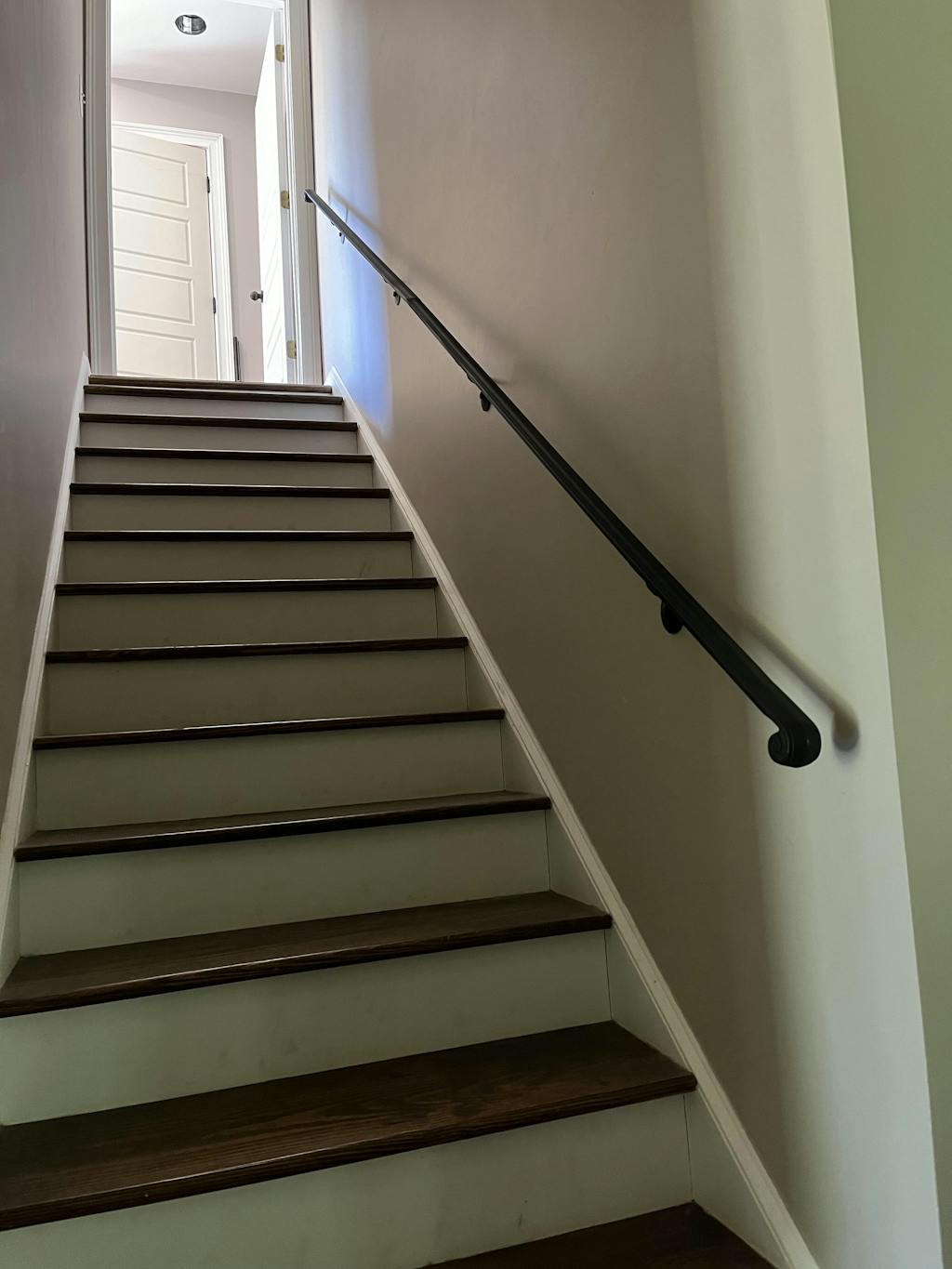 Hand-Forged Modern Handrail - 1 3/4'' Wrought Iron Handrail with Molding Cap, Volute Fist and Flat Black Finish