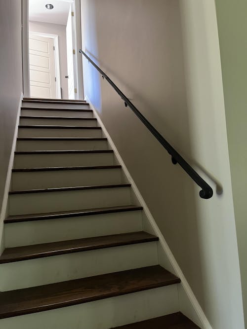 Hand-Forged Modern Handrail - 1 3/4'' Wrought Iron Handrail with Molding Cap, Volute Fist and Flat Black Finish