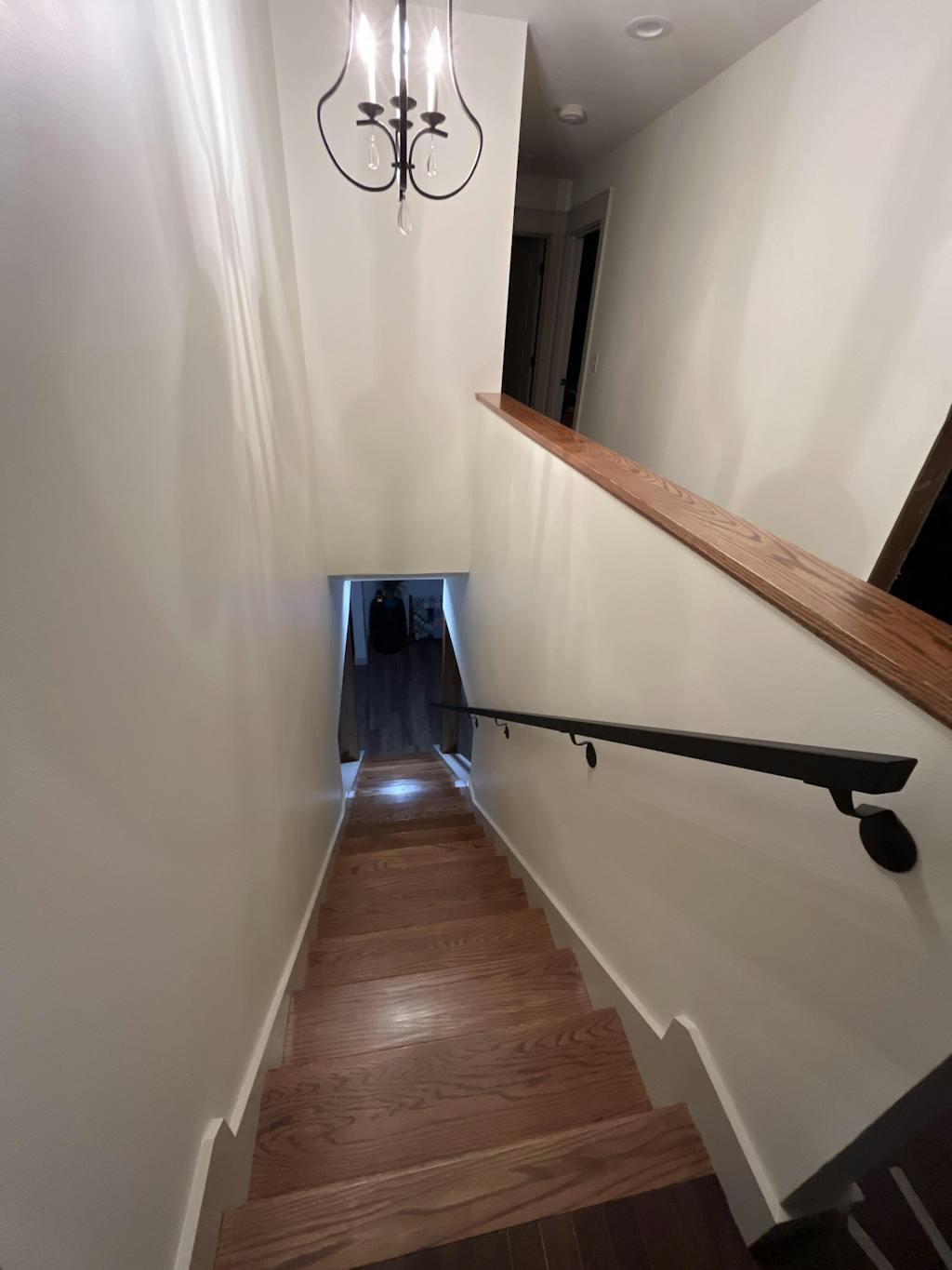 Modern Wrought Iron Handrail - Custom Made, 1.5'' Straight Model with Mitered End and Flat Black Finish