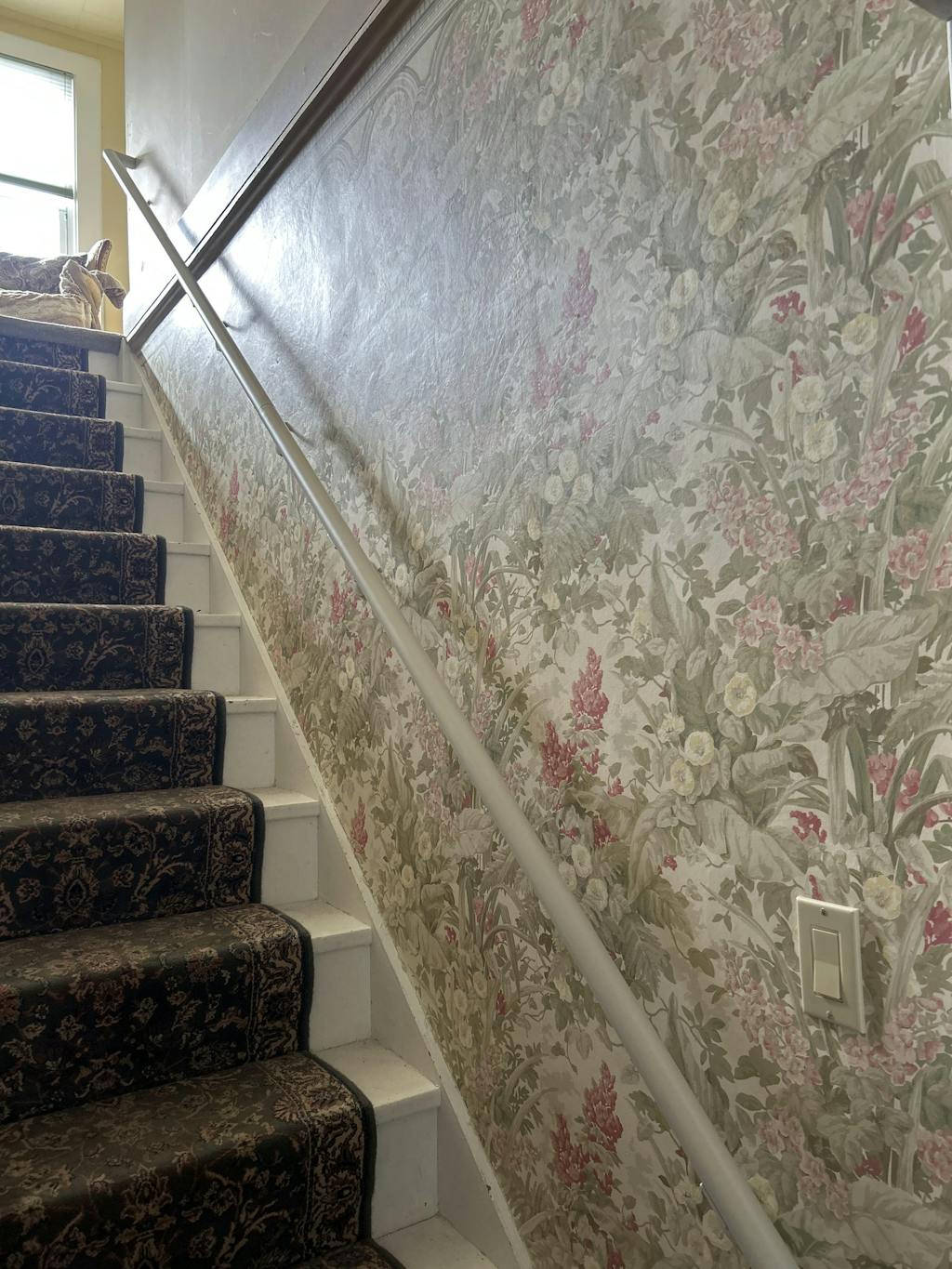 Round Metal Handrail - Custom Made 1.5'' Wrought Iron Handrail with Right Angled Elbow and Flat Black Finish