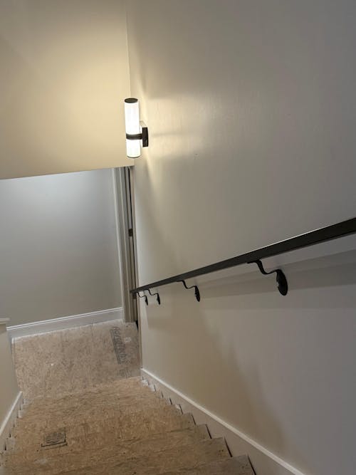 Modern Wrought Iron Steel Handrail - Custom Made, 2'' x 1'' Square Elbow Model with Flat Black Finish
