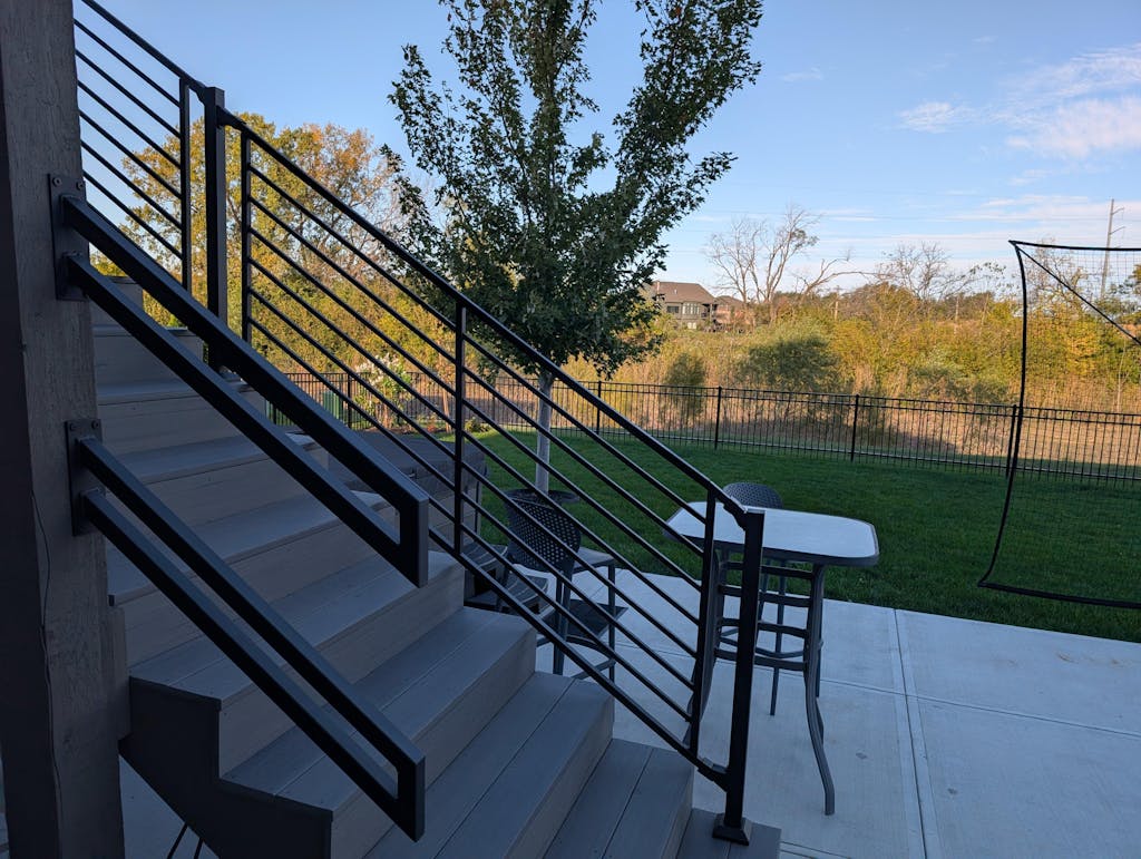 Modern Metal Handrail for Stairs - Custom Made 1.5'' x 1.5'' Wrought Iron Handrail with Flat Black Finish, Model 2