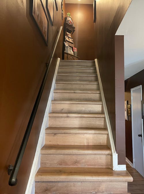 Hand-Forged Modern Handrail - 1 3/4'' Wrought Iron Handrail with Molding Cap, Volute Fist and Flat Black Finish