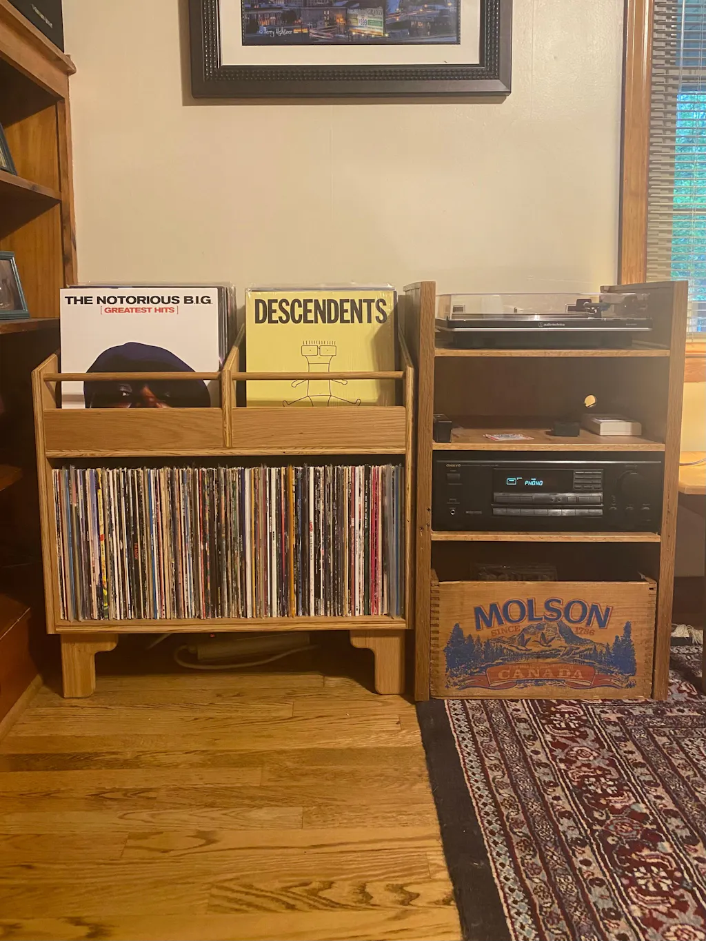 White Oak "Double Sidekick" Vinyl Record Storage Cabinet
