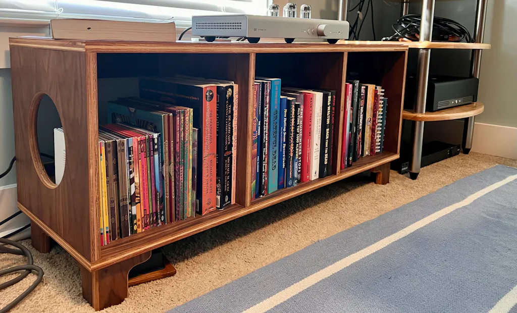 Walnut "B-Side" Vinyl Record Console
