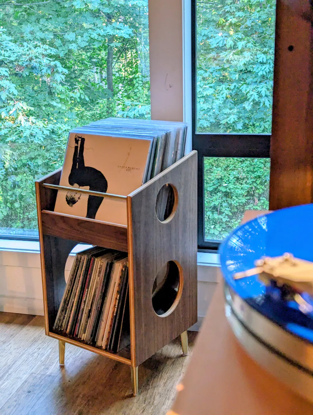 Walnut "Sidekick" Vinyl Record Storage Cabinet
