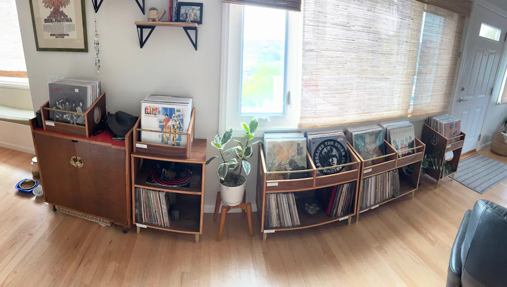 Walnut "Double Sidekick" Vinyl Record Storage Cabinet