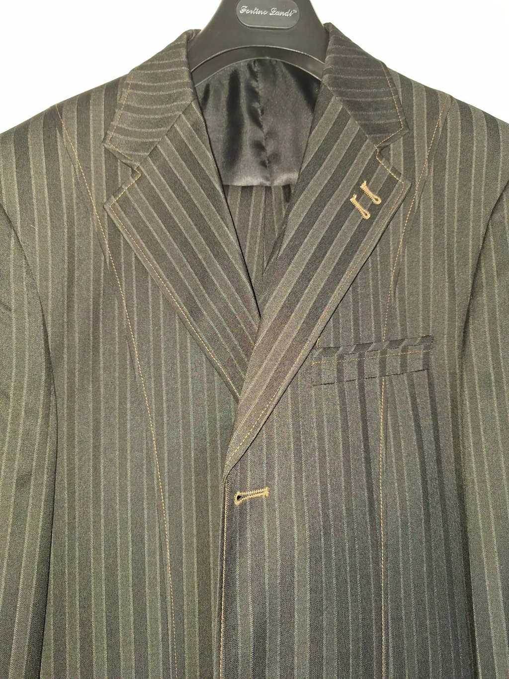 Candy Stripe Suit Mens 3 Button Vested Barbershop Quartet Suin in White with Turquoise Pinstripes main image 0