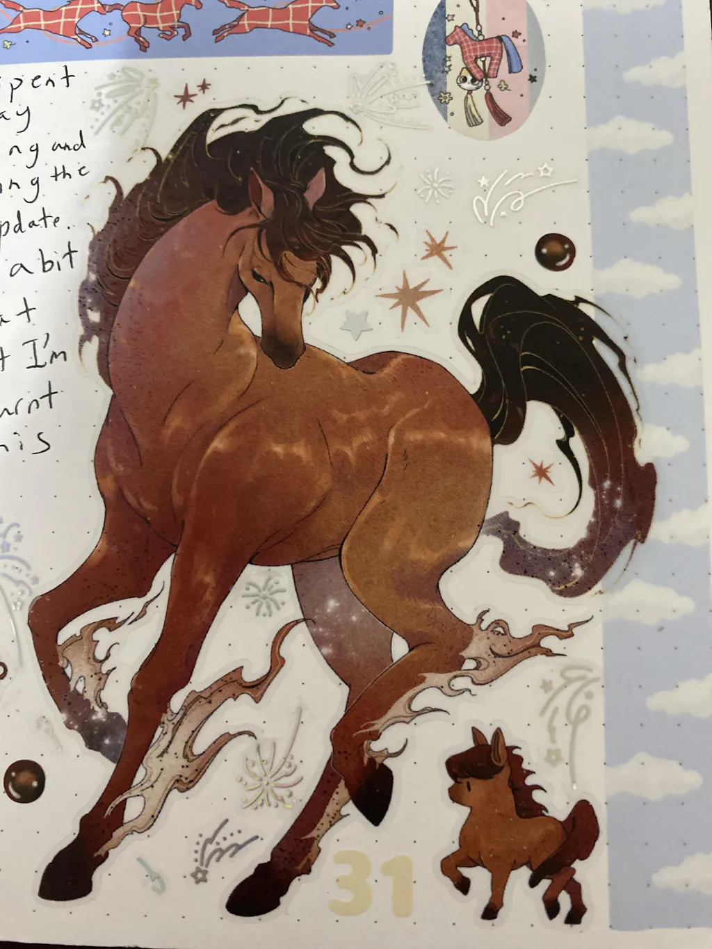Leaping Red Horse Illustration Sticker
