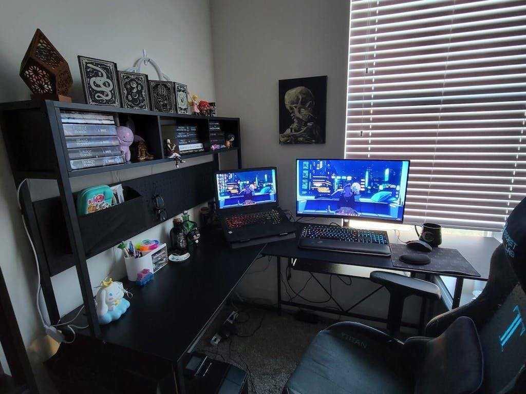 Sikaic L Shaped Reversible Gaming Desk Brown