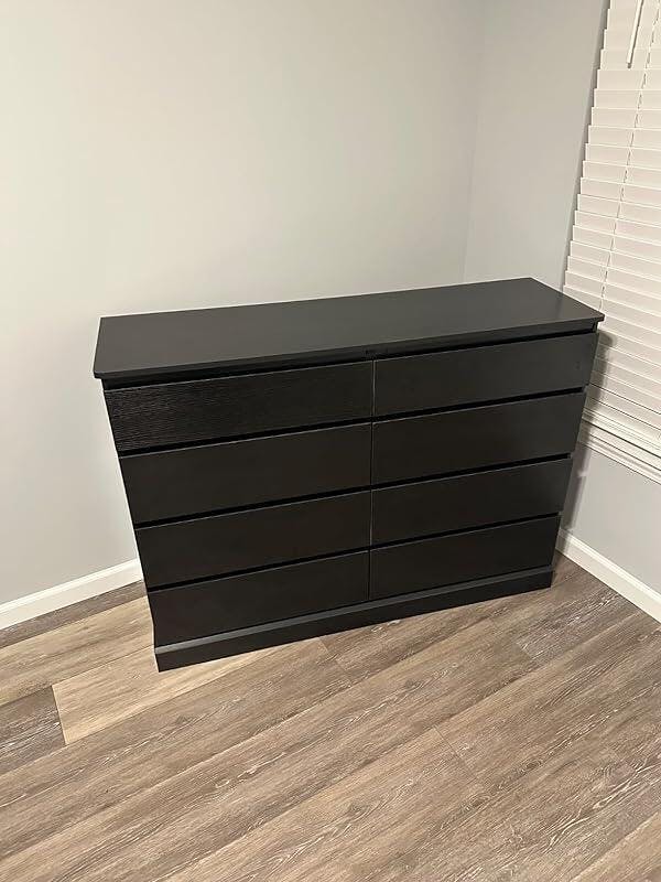 Sikaic 8 Drawers Double Dresser with Storage Organizer Black