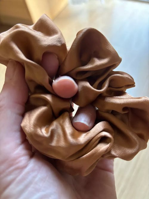 Large Silk Scrunchie - Caramel Brown
