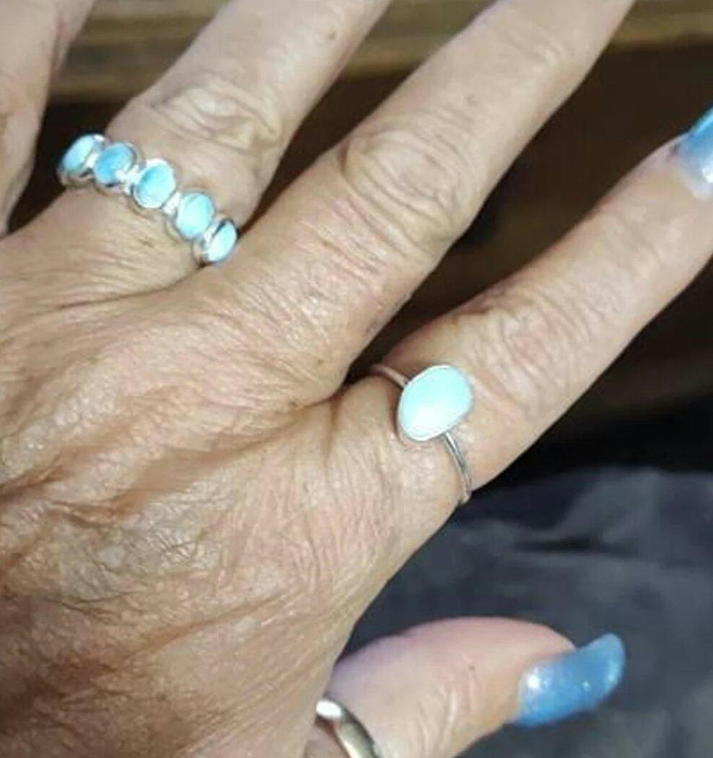 925 Sterling Silver Larimar Ring - Blue Ocean Larimar Eternity Band