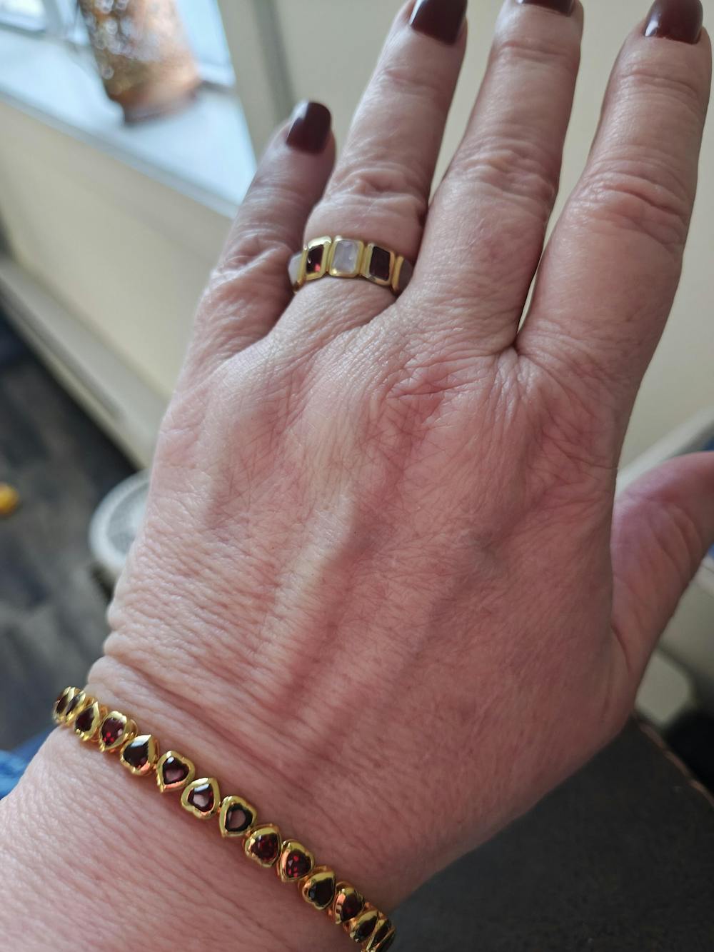 Sterling Silver Garnet Bracelet - Bracelet Stack for Her