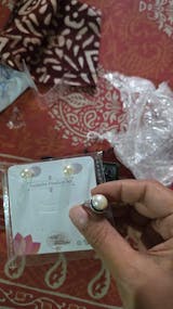 Jadau Fresh Water Pearl Silver Ring