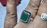 Big Square Jadau Silver Ring