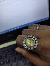 92.5 Gold Polished Silver Coin Queen Heritage Ring