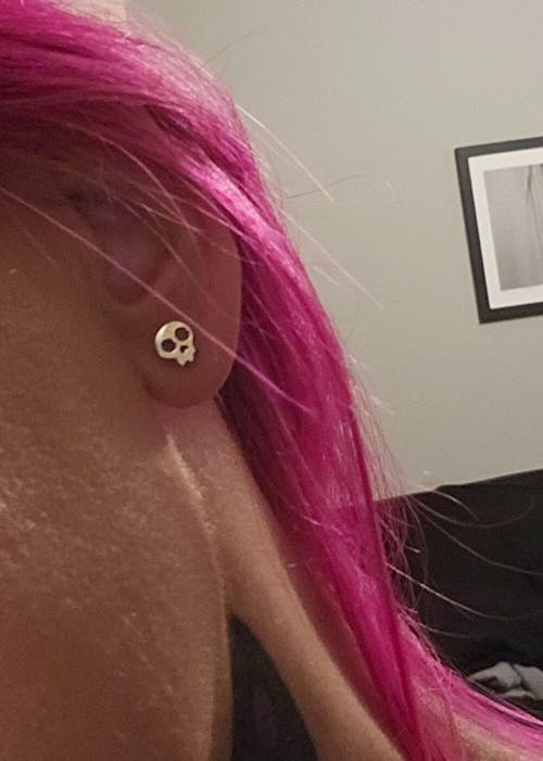 Cute Skull Stud Earrings in Sterling Silver, Silver or Gold or Rose Gold, Dainty Skeleton Skull Earrings, Silver Skull Earrings