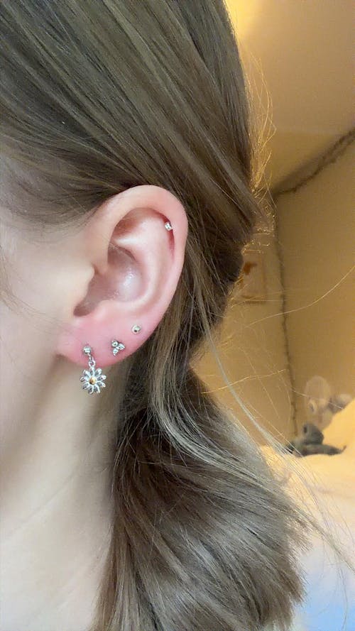 Sterling Silver Daisy Drop Stud Earrings, Delicate Dainty Dangle Daisy Flower Earrings