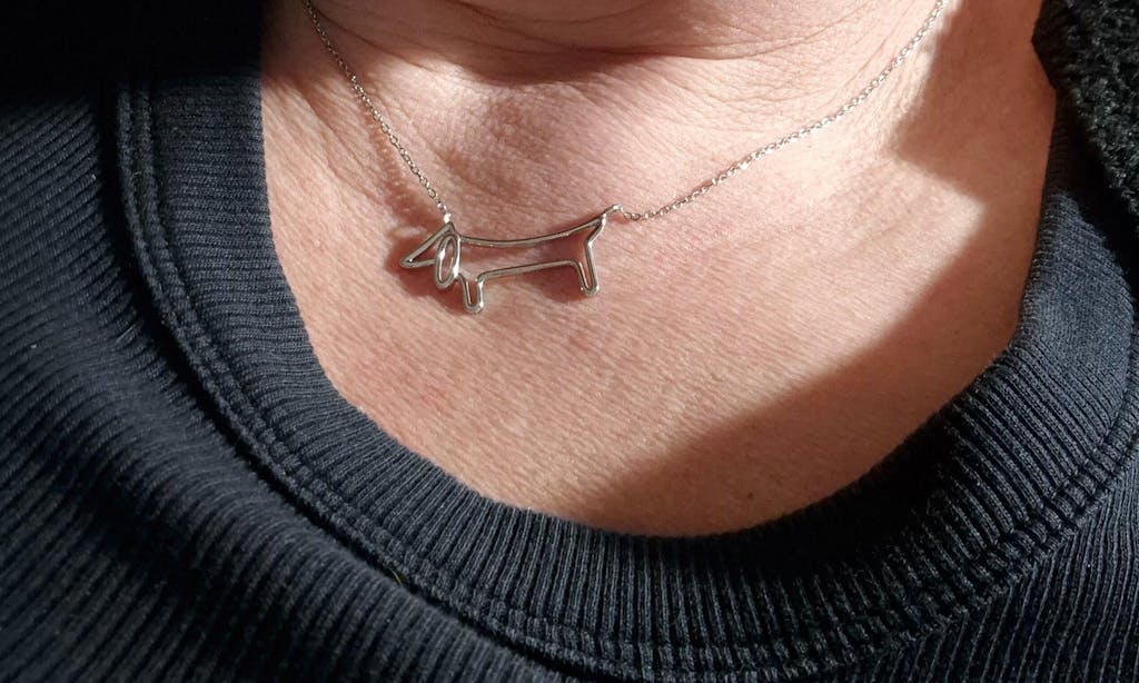 Dachshund Dog Necklace in Sterling Silver, in Silver or Gold, Dachshund gift, Wearable Art, Weiner dog Necklace, Sausage Dog Necklace