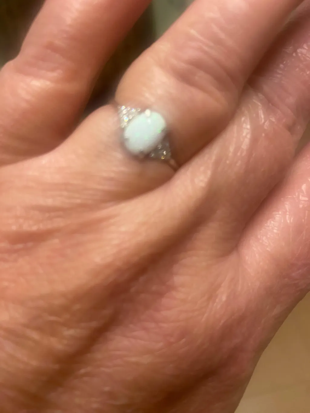 Oval Opal Ring in Sterling Silver, Opal and CZ Ring, Lab Opal Ring, US 6 - 8,  Delicate Opal Stone Ring,