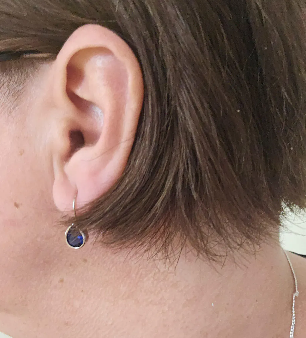 Sterling Silver Sapphire Blue CZ Droplet Drop Earrings in Sterling Silver, Chunky Pear Shape Hook Earrings