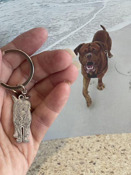 Resin Simulation Dog Keychain Silver Bell Trinket Girl Boy Couple Pendant  Bag Car Keyring Jewelry Lanyard Cute Accessory Gift