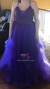 V Neck Purple Layered Tulle Prom Dresses, V Neck Purple Tulle Formal E –  Eip Collection